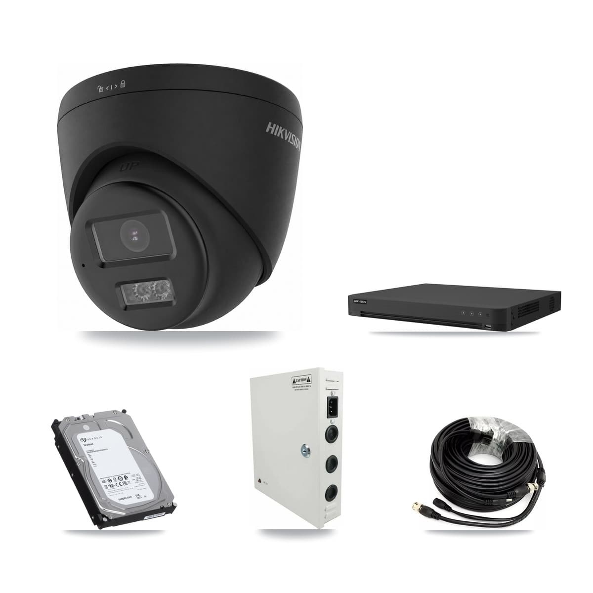 Hikvision 16-Channel 4K CCTV Kit — 9 Black Turret Cameras + 6TB Recording