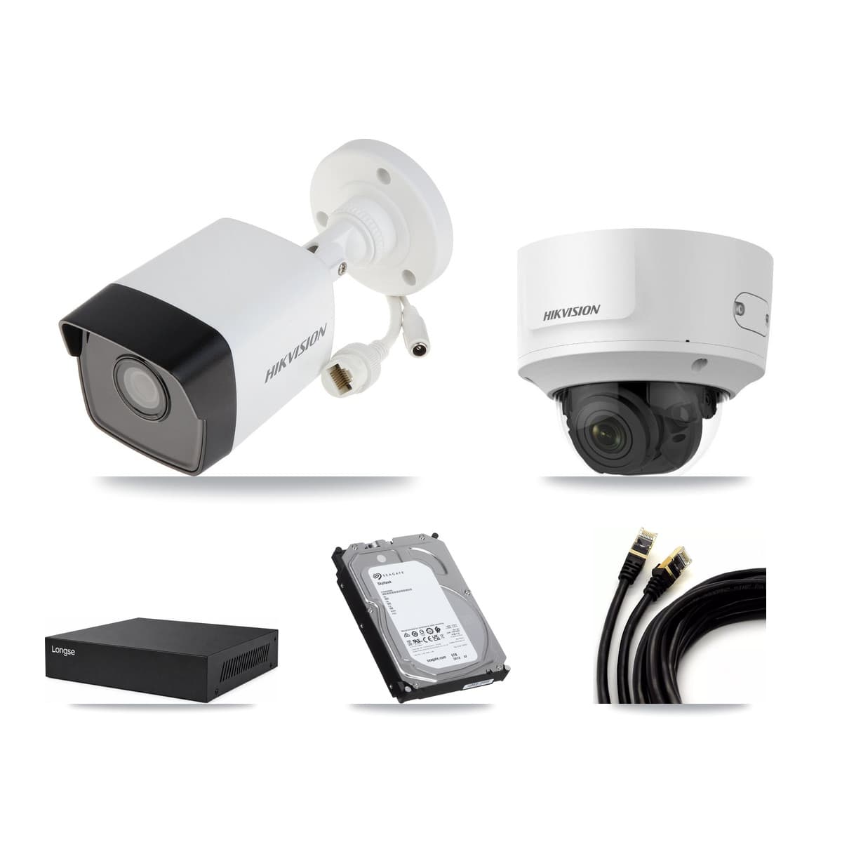 Hikvision & Longse 8-Channel 2MP – 5MP CCTV Kit — 4 5MP Bullet + 2 2MP Dome Cameras + 6TB Recording