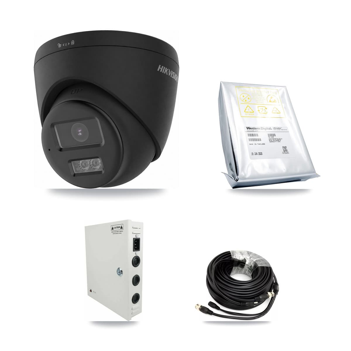 Hikvision 32-Channel 4K CCTV Kit — 12 Black Turret Cameras + 4× 8TB Recording
