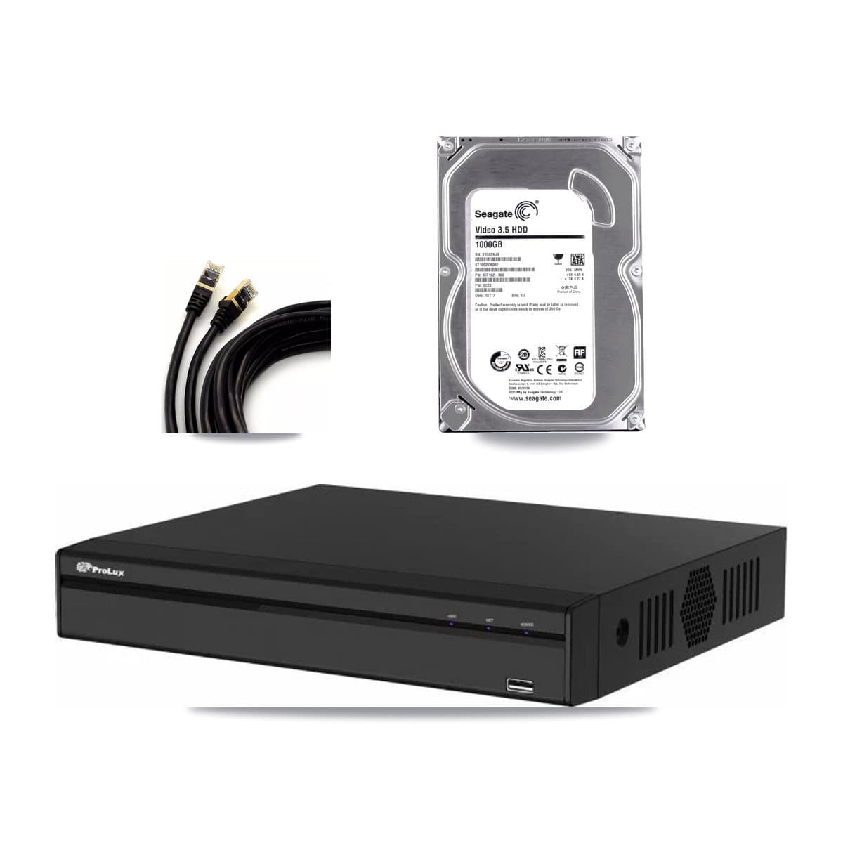 Prolux 4-channel CCTV kit: 2 cameras (2× 5MP Dome), 1TB hard drive
