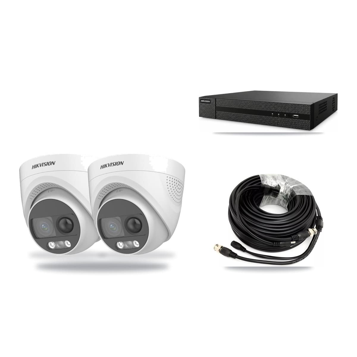 Hikvision 8-Channel 5MP CCTV Kit — 2 DS-2CE72KF3T Turret Cameras + 3TB Recording (DVR-8CH Recorder) - Image 1