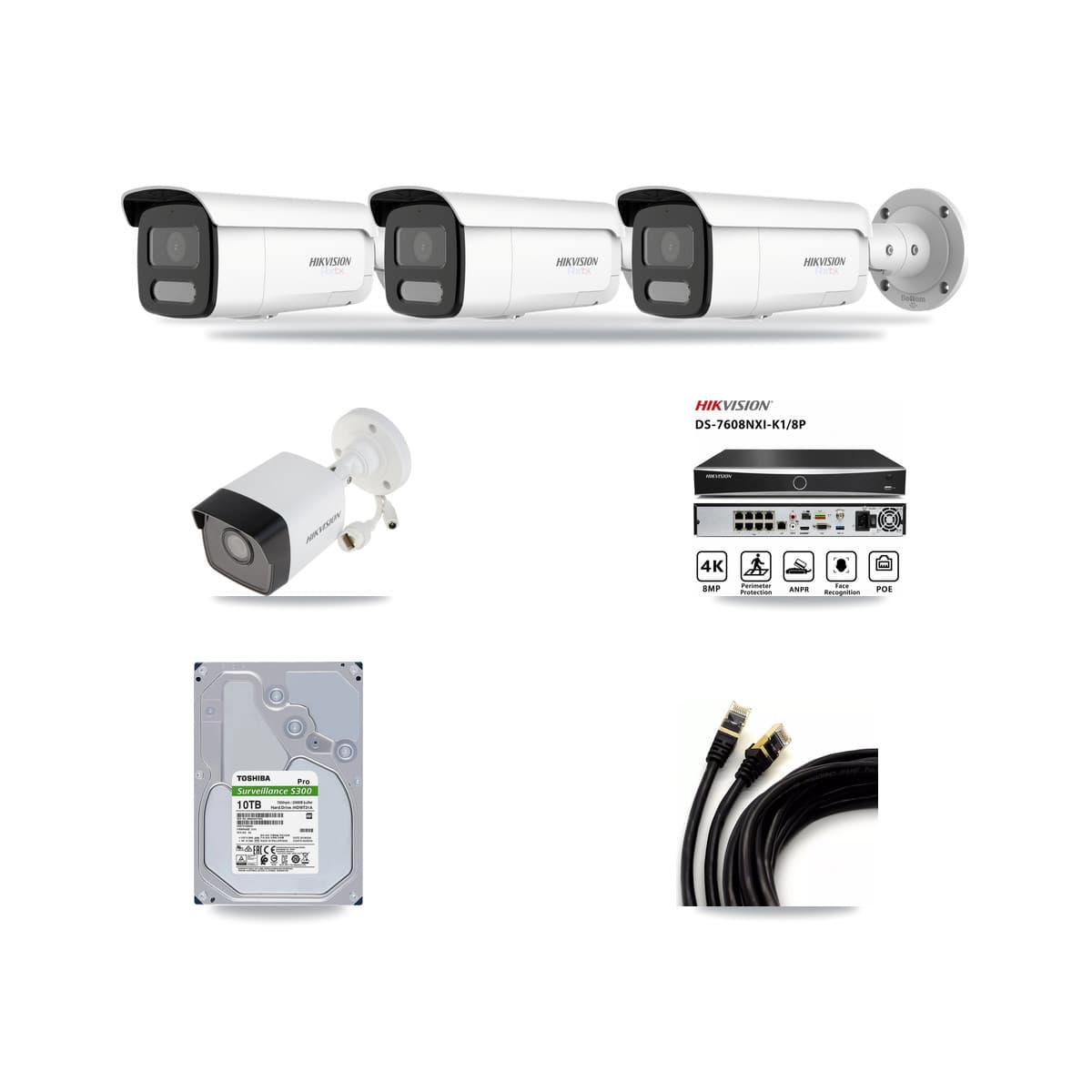 Hikvision 8-Channel 5MP – 4K CCTV Kit — 1 5MP + 3 4K Bullet Cameras + 10TB Recording - Image 1
