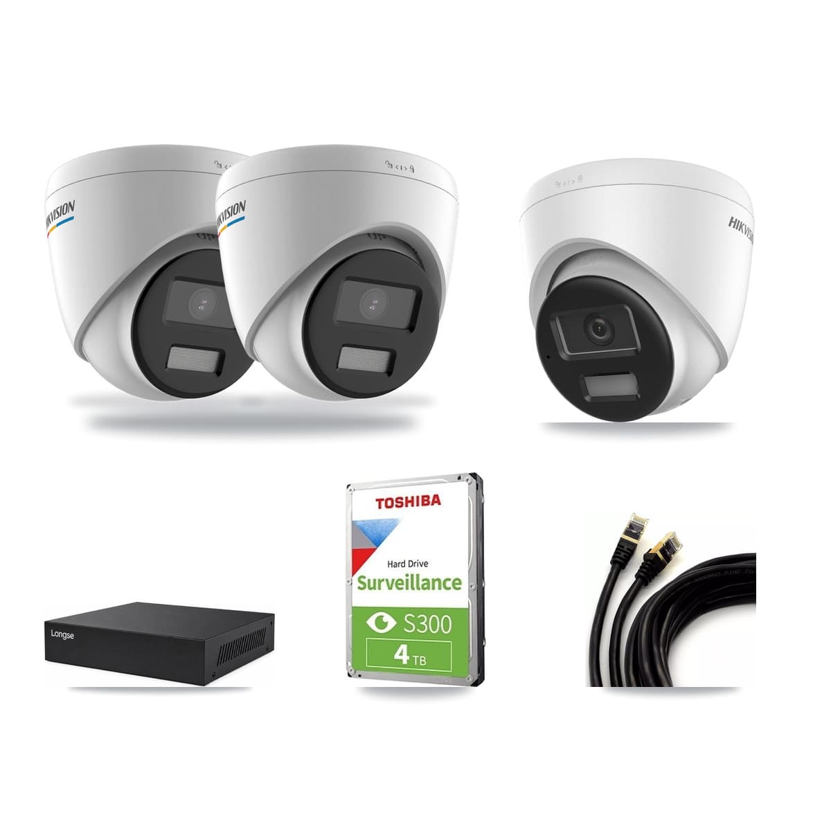 Hikvision & Longse 8-Channel 2MP – 4K CCTV Kit — 2 2MP + 1 4K Turret Cameras + 4TB Recording - Image 1