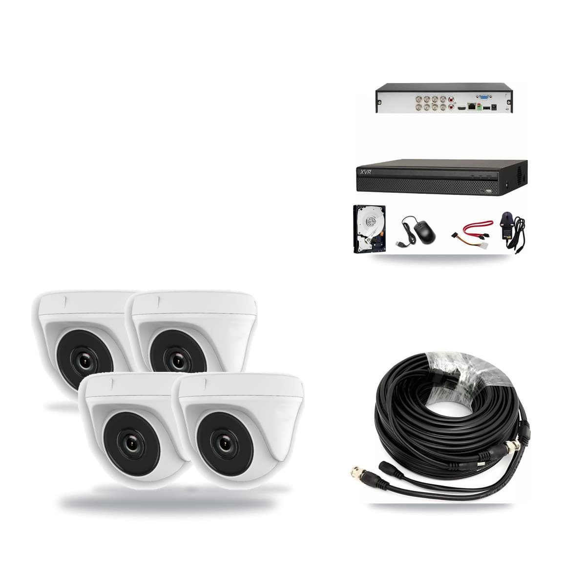 Dahua 8-Channel 2MP CCTV Kit — 4 White Dome Cameras + 3TB Recording (XVR-3108AD Recorder) - Image 1