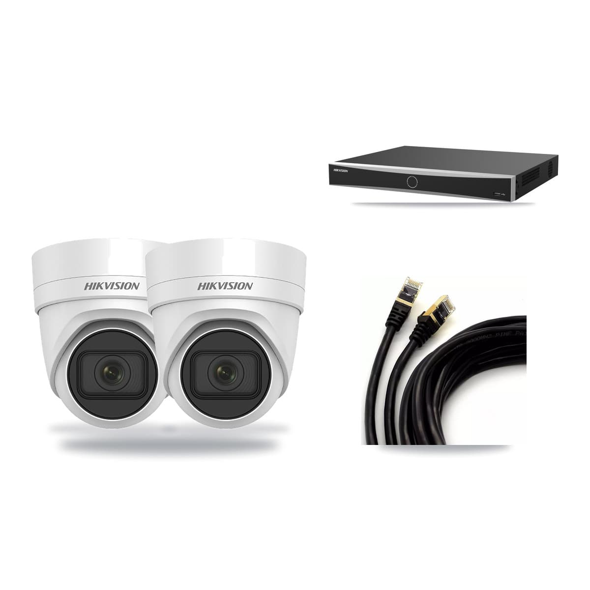 Hikvision 16-Channel 4MP CCTV Kit — 2 DS-2CD2H45FWD Turret Cameras + 3TB Recording (DS-7616NXI Recorder) - Image 1