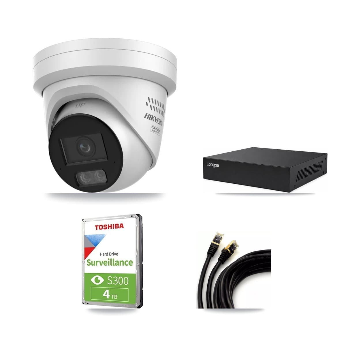 Longse 8-Channel 4MP CCTV Kit — 3 Turret Cameras + 4TB Recording