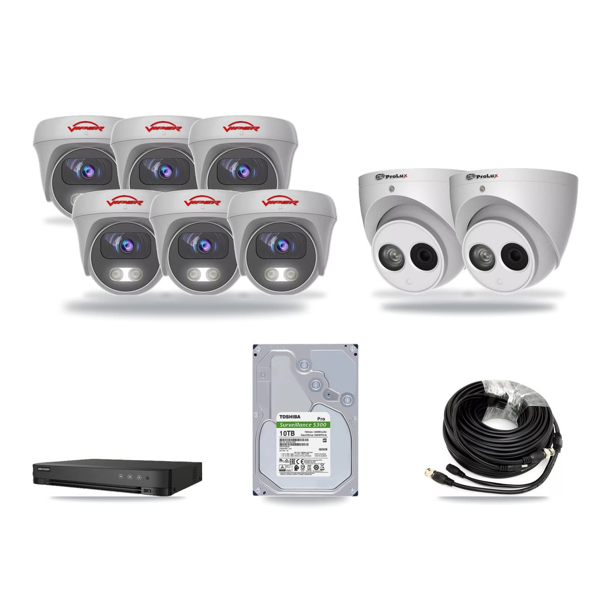 8-Channel 4MP – 5MP CCTV Kit — 2 4MP Turret + 6 5MP Cameras + 10TB Recording - Image 1