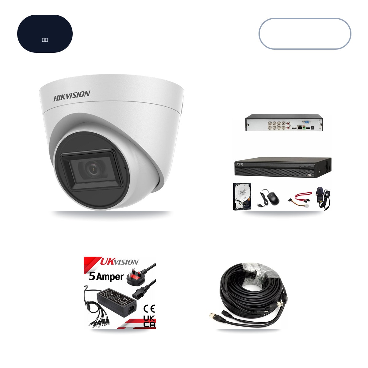 Dahua XVR-3108AD-4K 8-Channel DVR CCTV Kit — 8× Hikvision DS-2CE78H0T-IT3FS White 5MP Cameras + 3TB HDD