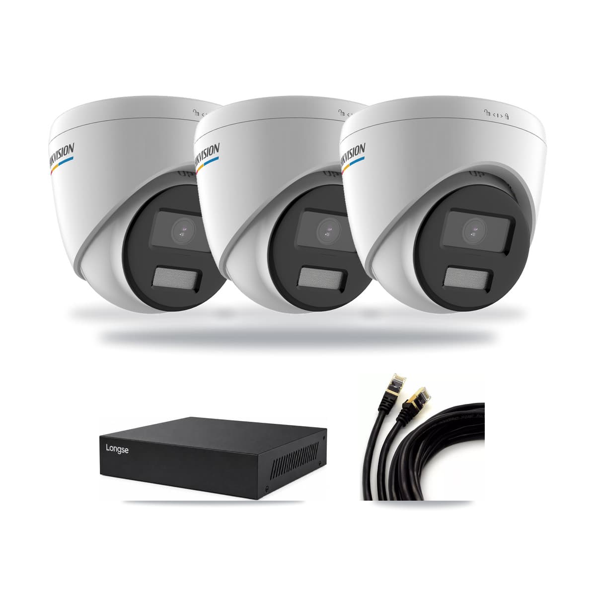 Hikvision & Longse 8-Channel 2MP – 5MP CCTV Kit — 3 2MP Turret + 1 5MP Dome Cameras + 3TB Recording - Image 1