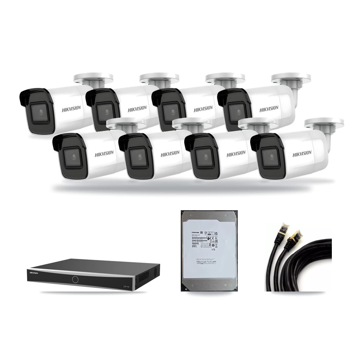 Hikvision 16-Channel 4K CCTV Kit — 8 Bullet Cameras + 14TB Recording (DS-7616NXI Recorder) - Image 1