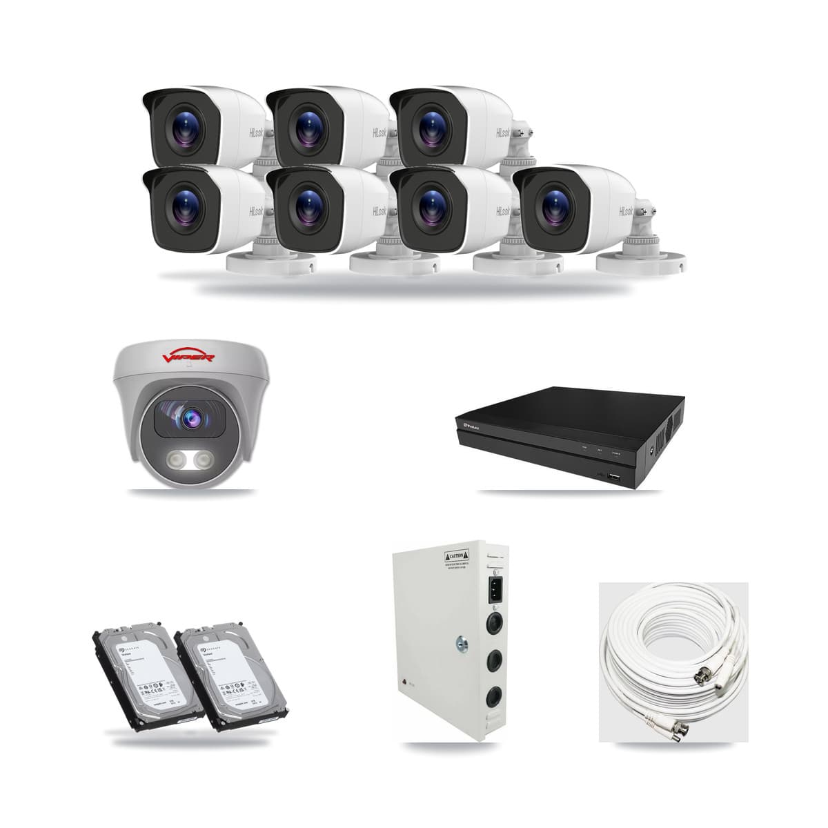 8-Channel 4MP – 5MP CCTV Kit — 7 4MP Bullet + 1 5MP Cameras + 2× 6TB Recording - Image 1