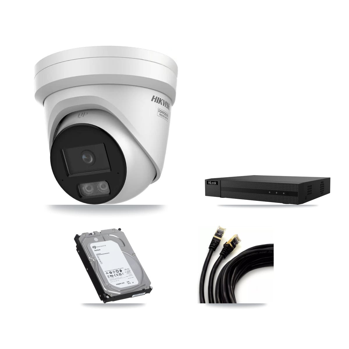 Hikvision & HiLook 8-Channel 4K CCTV Kit — 4 DS-2CD2387G3 Turret Cameras + 6TB Recording