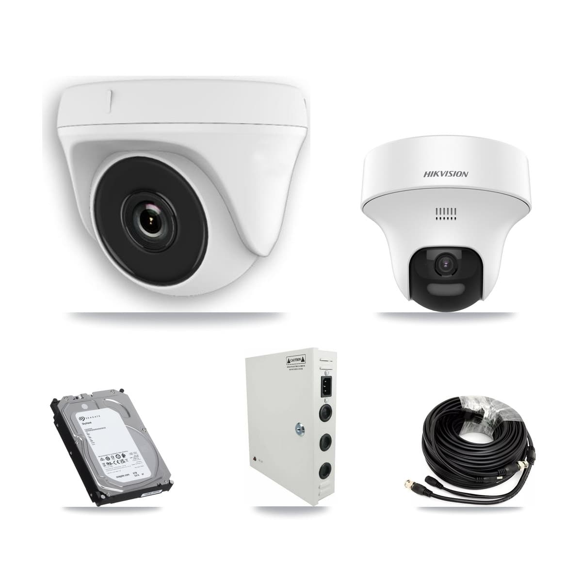 Hikvision 32-Channel 2MP – 5MP CCTV Kit — 6 DS-2CE70K0T 5MP Turret + 14 White HDT-2MP-N20W 2MP Dome Cameras + 3× 6TB Recording