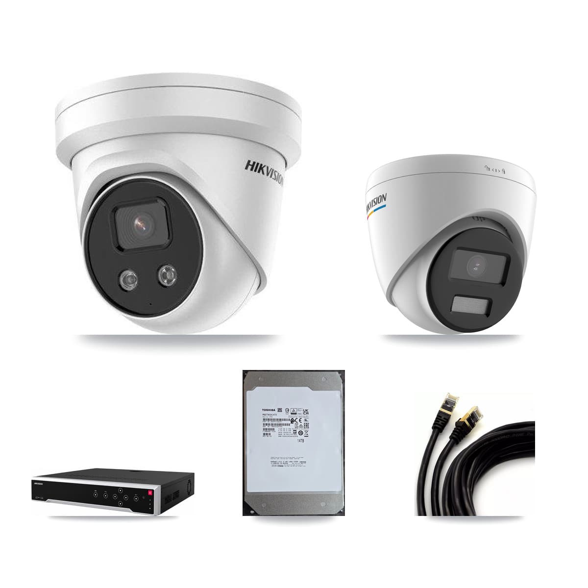Hikvision 32-Channel 2MP – 5MP CCTV Kit — 8 2MP + 16 5MP Turret Cameras + 2× 14TB Recording