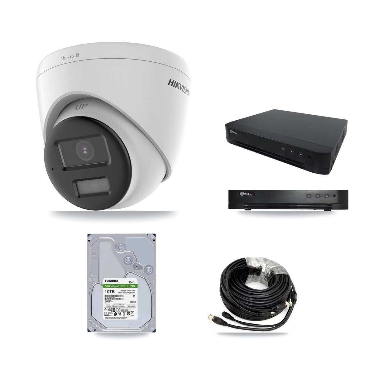 Hikvision & Prolux 16-Channel 5MP CCTV Kit — 6 DS-2CE78K0T + 1 DS-2CE78K0T Turret Cameras + 10TB Recording