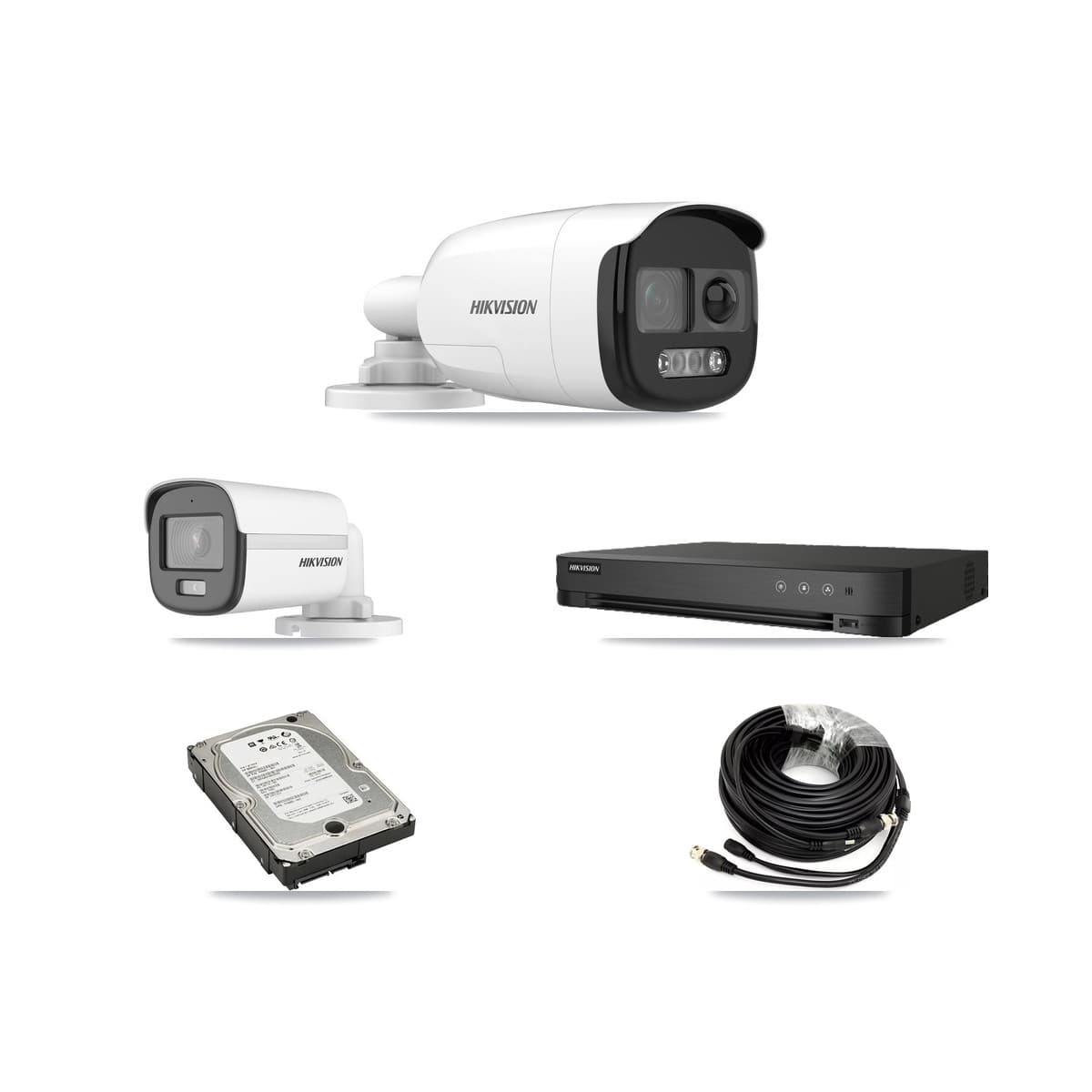 Hikvision 8-Channel 5MP CCTV Kit — 1 DS-2CE12KF0T + 3 DS-2CE12KF3T Bullet Cameras + 5TB Recording (IDS-7208HQHI Recorder) - Image 1