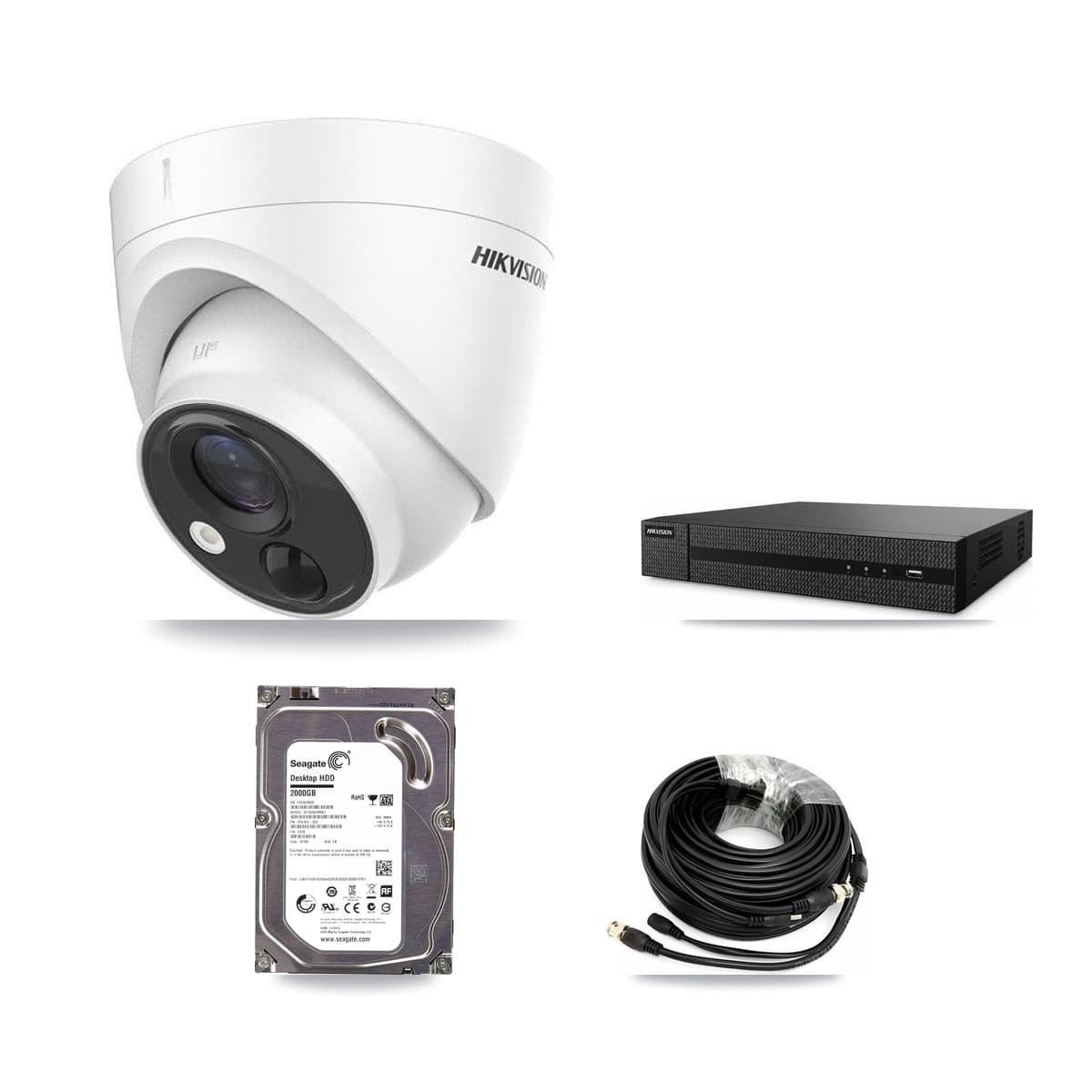Hikvision 8-Channel 5MP CCTV Kit — 4 DS-2CE71H0T Turret Cameras + 2TB Recording (DVR-8CH Recorder) - Image 1