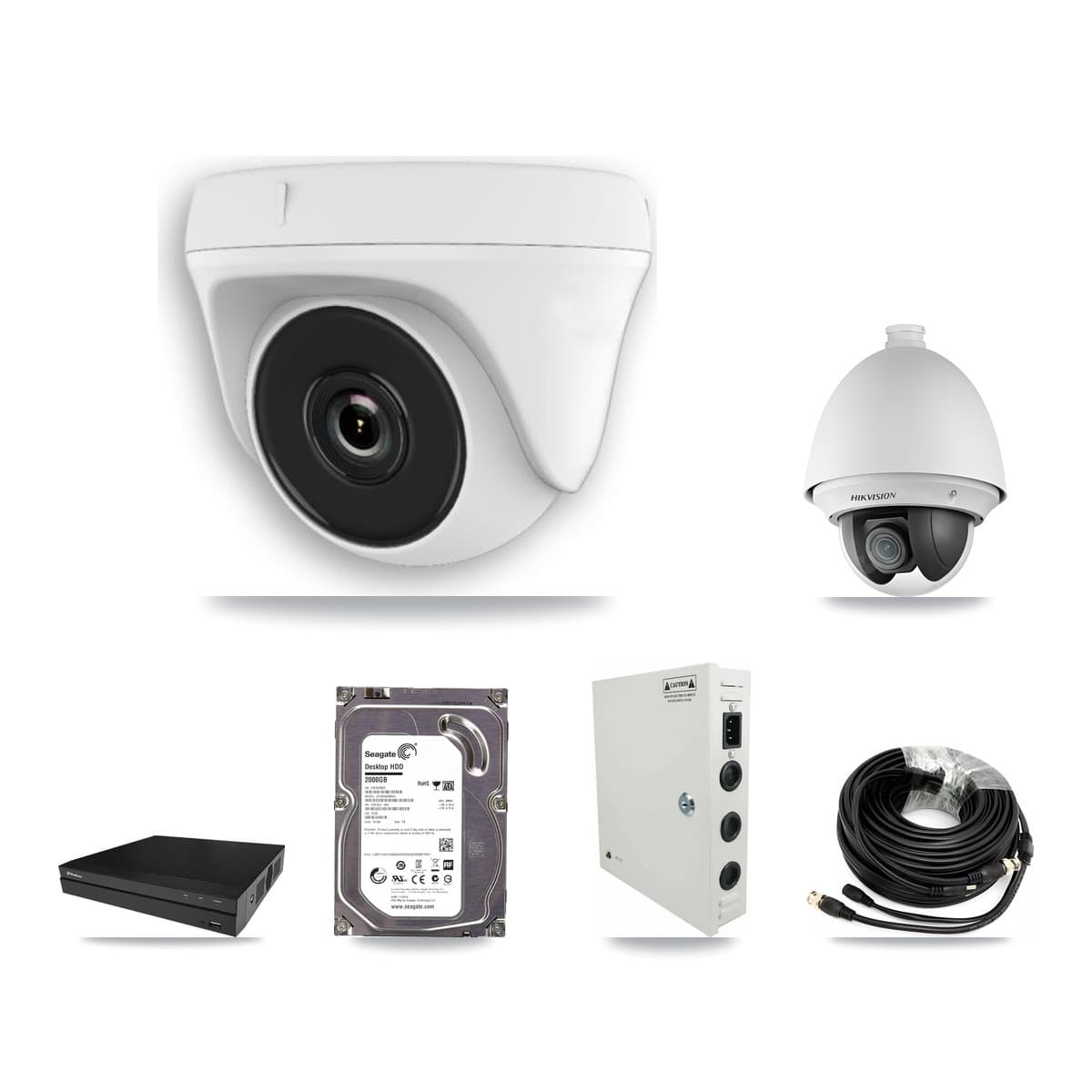 Hikvision & Prolux 8-Channel 2MP CCTV Kit — 1 PTZ + 2 Dome Cameras + 2TB Recording