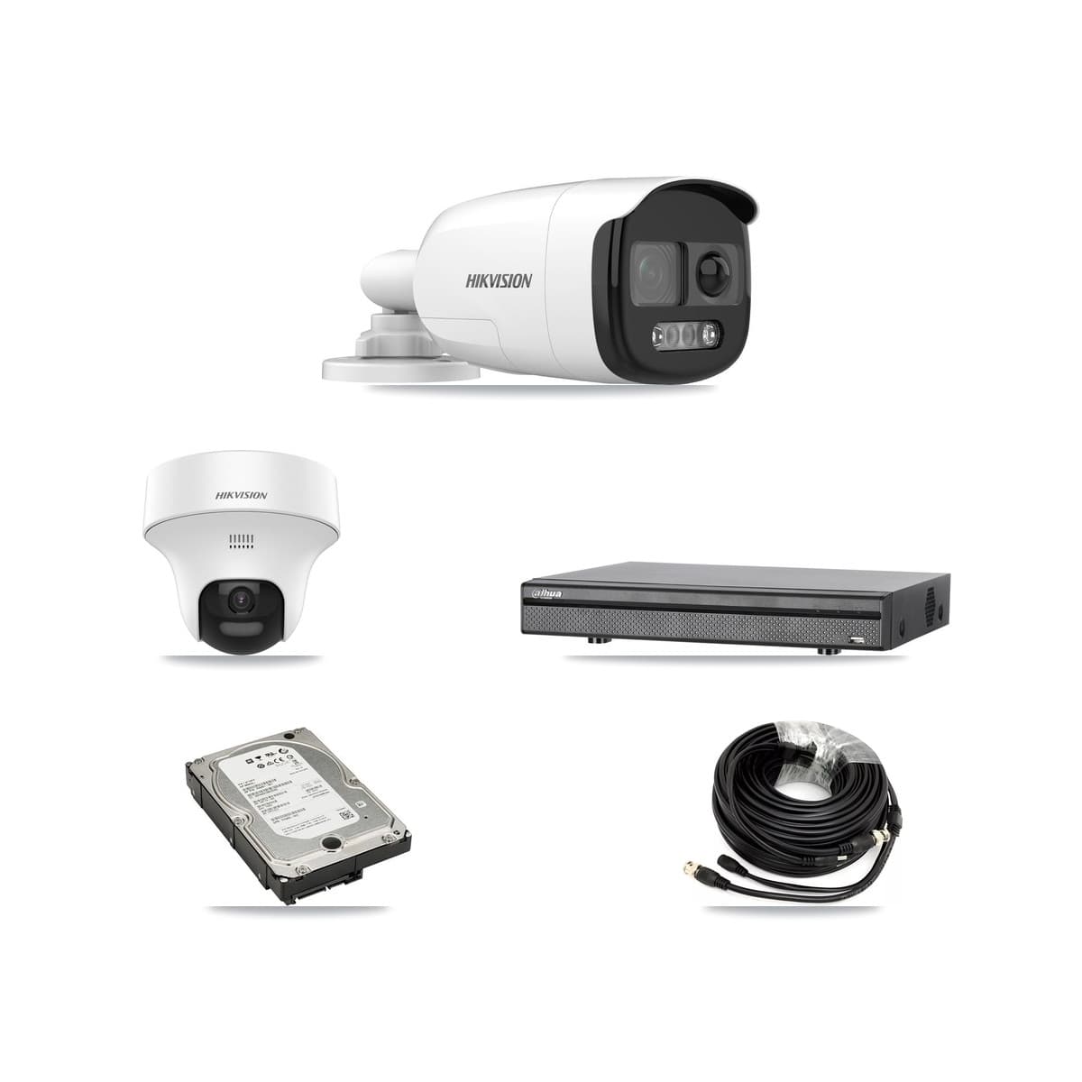 Hikvision & Dahua 8-Channel 5MP CCTV Kit — 3 Bullet + 1 Turret Cameras + 5TB Recording
