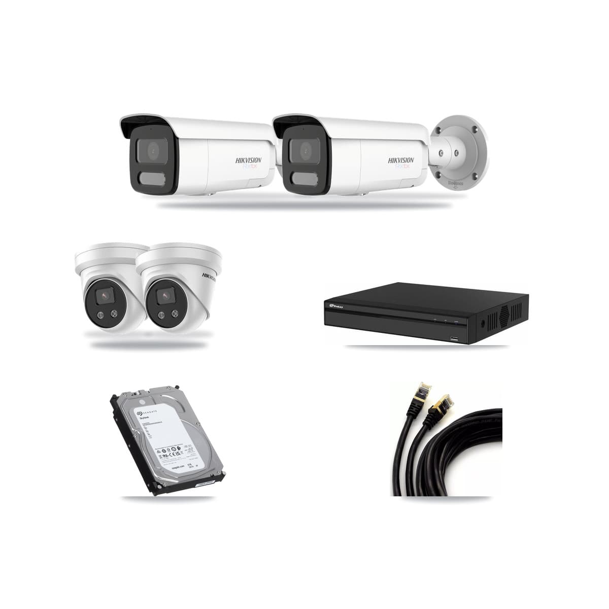 Hikvision & Prolux 4-Channel 5MP – 4K CCTV Kit — 2 4K Bullet + 2 5MP Turret Cameras + 6TB Recording - Image 1