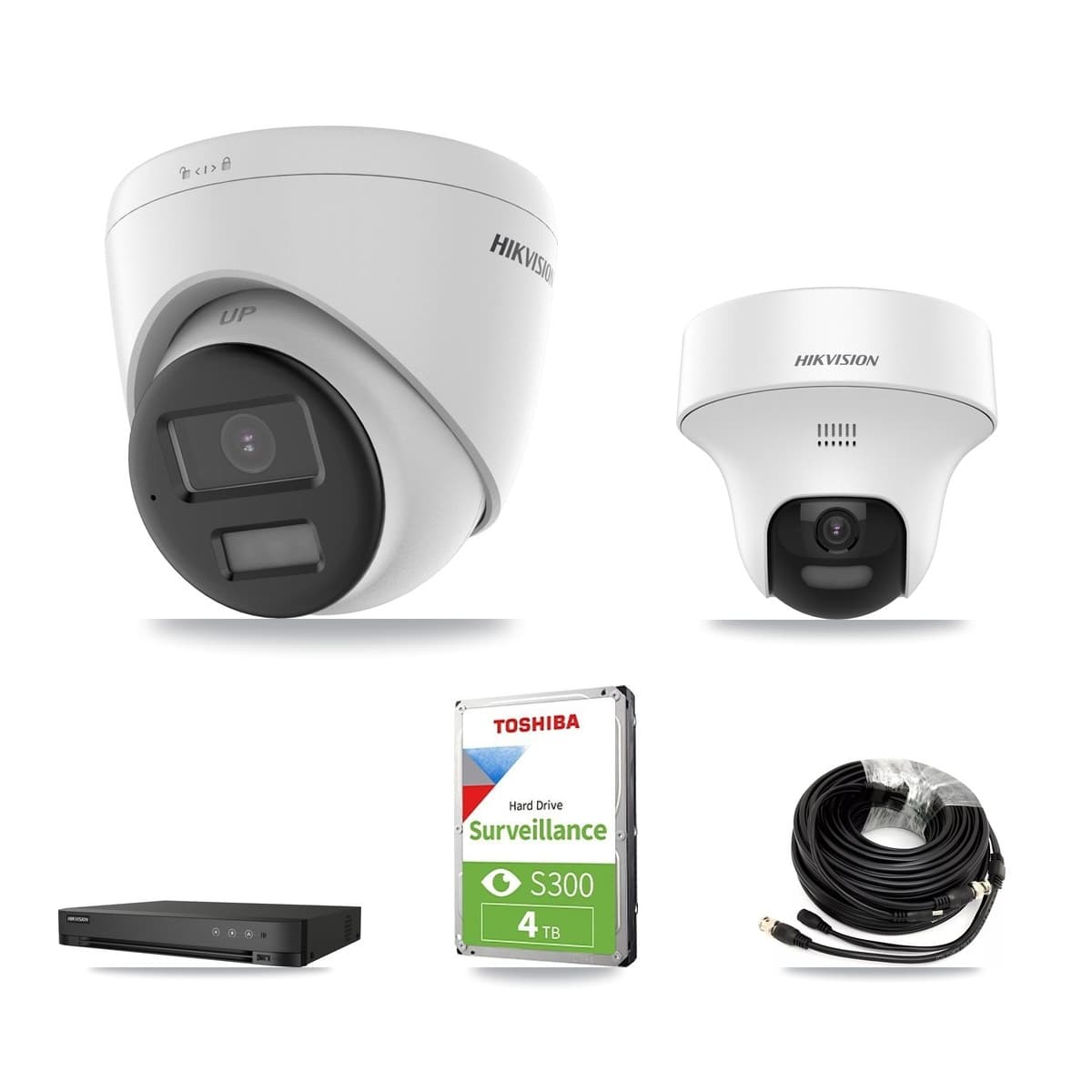 Hikvision 4-Channel 5MP CCTV Kit — 1 DS-2CE70K0T + 2 DS-2CE78K0T Turret Cameras + 4TB Recording - Image 1