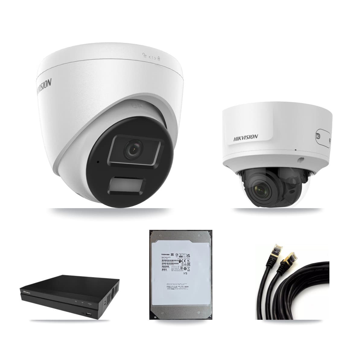 Hikvision & Prolux 16-Channel 2MP – 4MP CCTV Kit — 9 4MP Turret + 1 2MP Dome Cameras + 14TB Recording