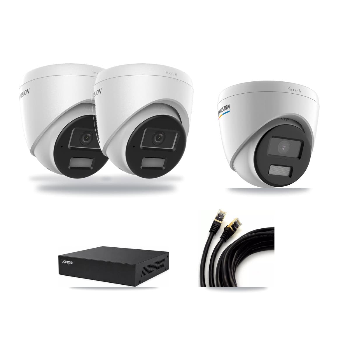 Hikvision & Longse 8-Channel 2MP – 4MP CCTV Kit — 1 2MP + 2 4MP Turret Cameras + 3TB Recording - Image 1