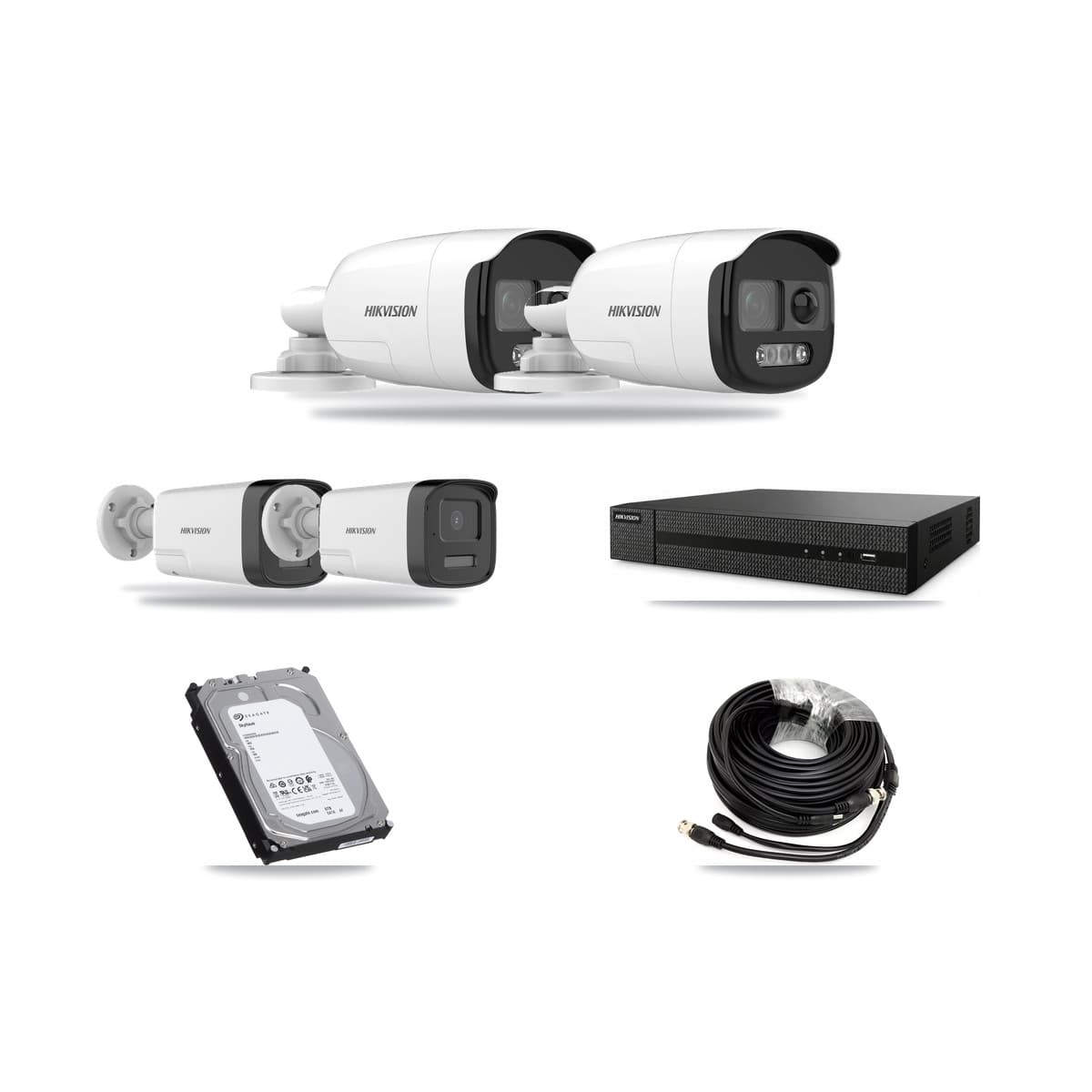Hikvision 8-Channel 5MP CCTV Kit — 2 DS-2CE12KF3T + 2 DS-2CE17K0T Bullet Cameras + 6TB Recording (DVR-8CH Recorder) - Image 1