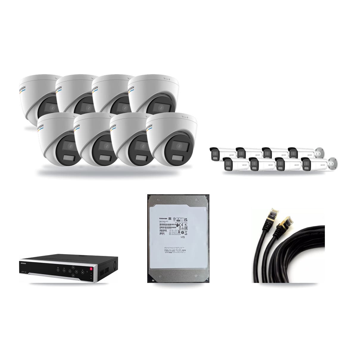 Hikvision 32-Channel 2MP – 4MP CCTV Kit — 8 2MP Turret + 8 4MP Bullet Cameras + 14TB Recording - Image 1