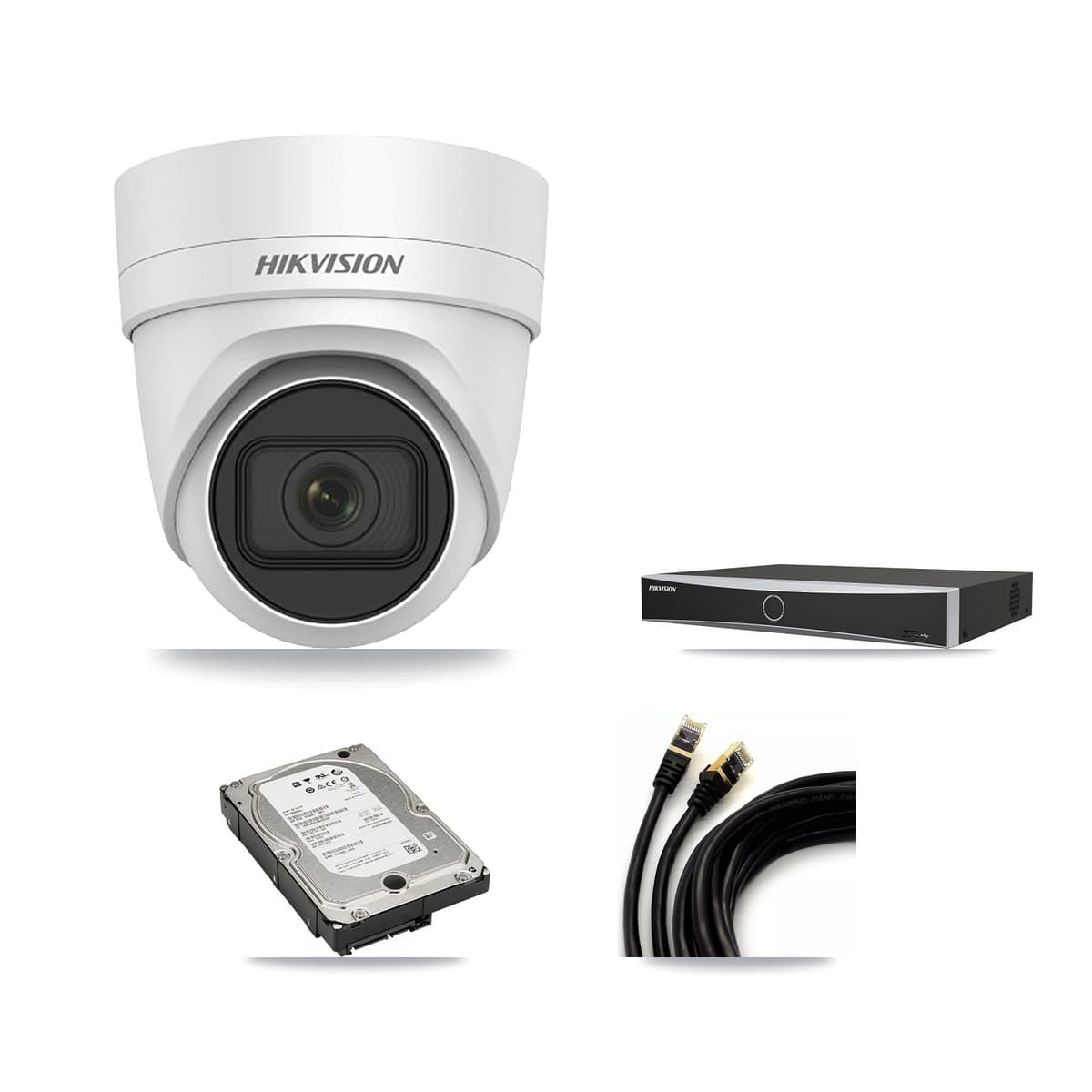 Hikvision 4-Channel 4MP CCTV Kit — 4 DS-2CD2H45FWD Turret Cameras + 5TB Recording