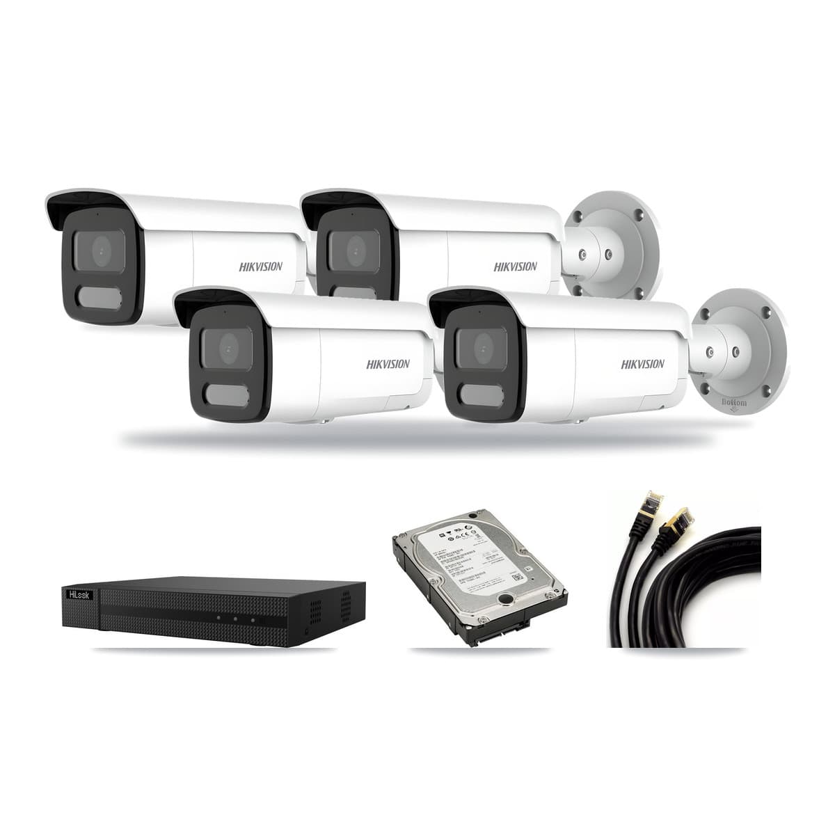 Hikvision & HiLook 8-Channel 4MP CCTV Kit — 4 Bullet Cameras + 5TB Recording (NVR-108MH-D Recorder) - Image 1