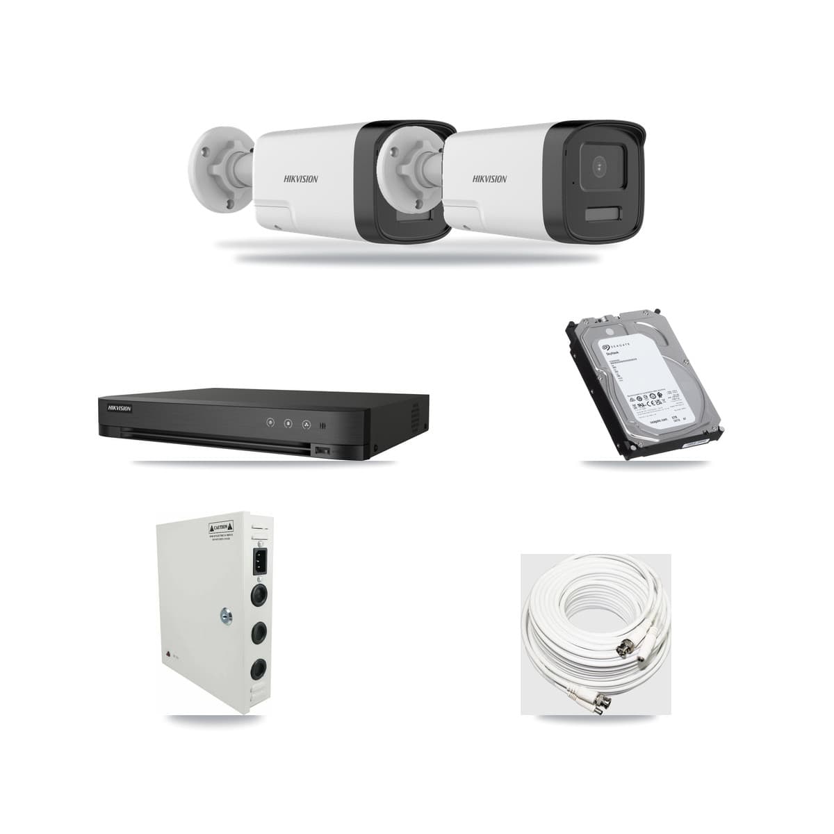 Hikvision 4-Channel 5MP CCTV Kit — 2 DS-2CE17K0T Bullet Cameras + 6TB Recording (IDS-7204HUHI Recorder) - Image 1