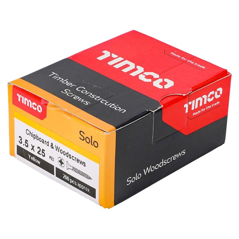 TIMCO Velocity Wood Screws 3.5x25mm Countersunk Pozi Yellow Zinc