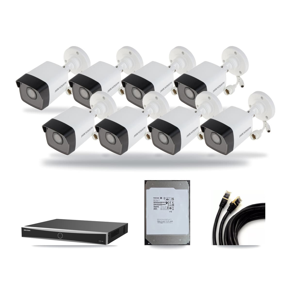 Hikvision 16-Channel 5MP CCTV Kit — 8 Bullet Cameras + 14TB Recording (DS-7616NXI Recorder) - Image 1