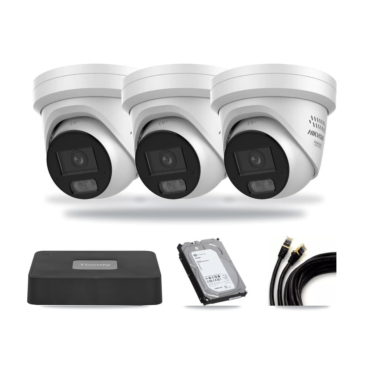 Tiandy 4-Channel 4MP – 5MP CCTV Kit — 3 4MP Turret + 1 5MP Dome Cameras + 6TB Recording - Image 1