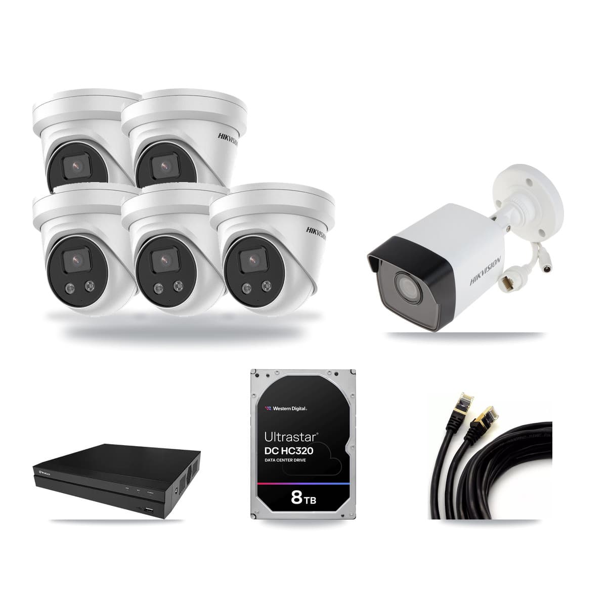Hikvision & Prolux 8-Channel 5MP CCTV Kit — 1 Bullet + 5 Turret Cameras + 8TB Recording - Image 1