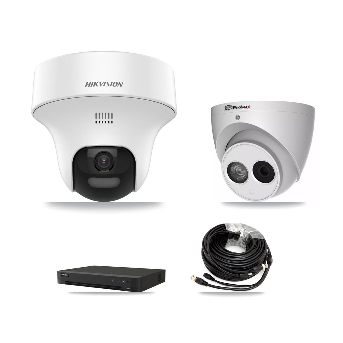 Hikvision & Prolux 8-Channel 4MP – 5MP CCTV Kit — 5 DS-2CE70K0T-PTLTS 5MP + 1 PXC-612C4W-A-POC 4MP Turret Cameras + 8TB Recording (IDS-7208HUHI-M1/XT Recorder)