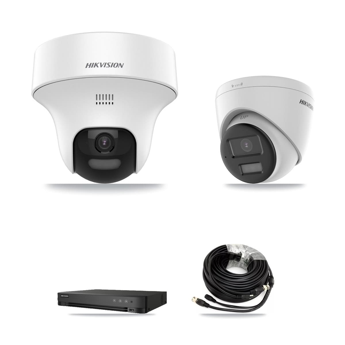 Hikvision 8-Channel 5MP CCTV Kit — 1 DS-2CE70K0T-PTLTS + 1 DS-2CE78K0T-LPTS Turret Cameras + 3TB Recording (IDS-7208HUHI-M1/E Recorder) - Image 1