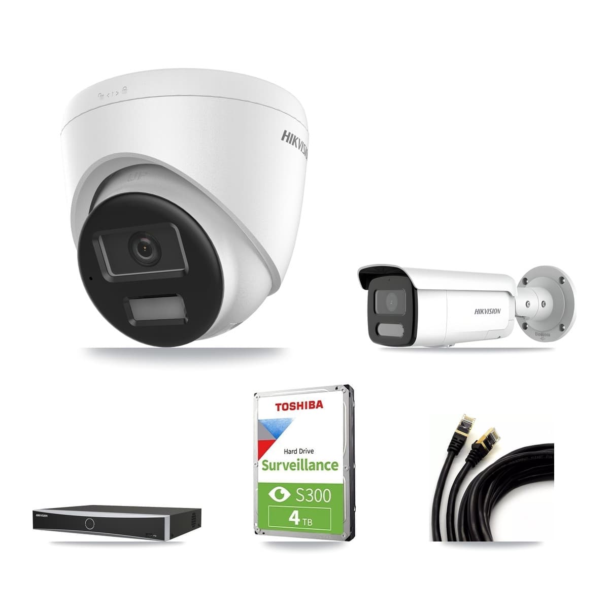 Hikvision 4-Channel 4MP – 4K CCTV Kit — 1 4K Turret + 1 4MP Bullet Cameras + 4TB Recording