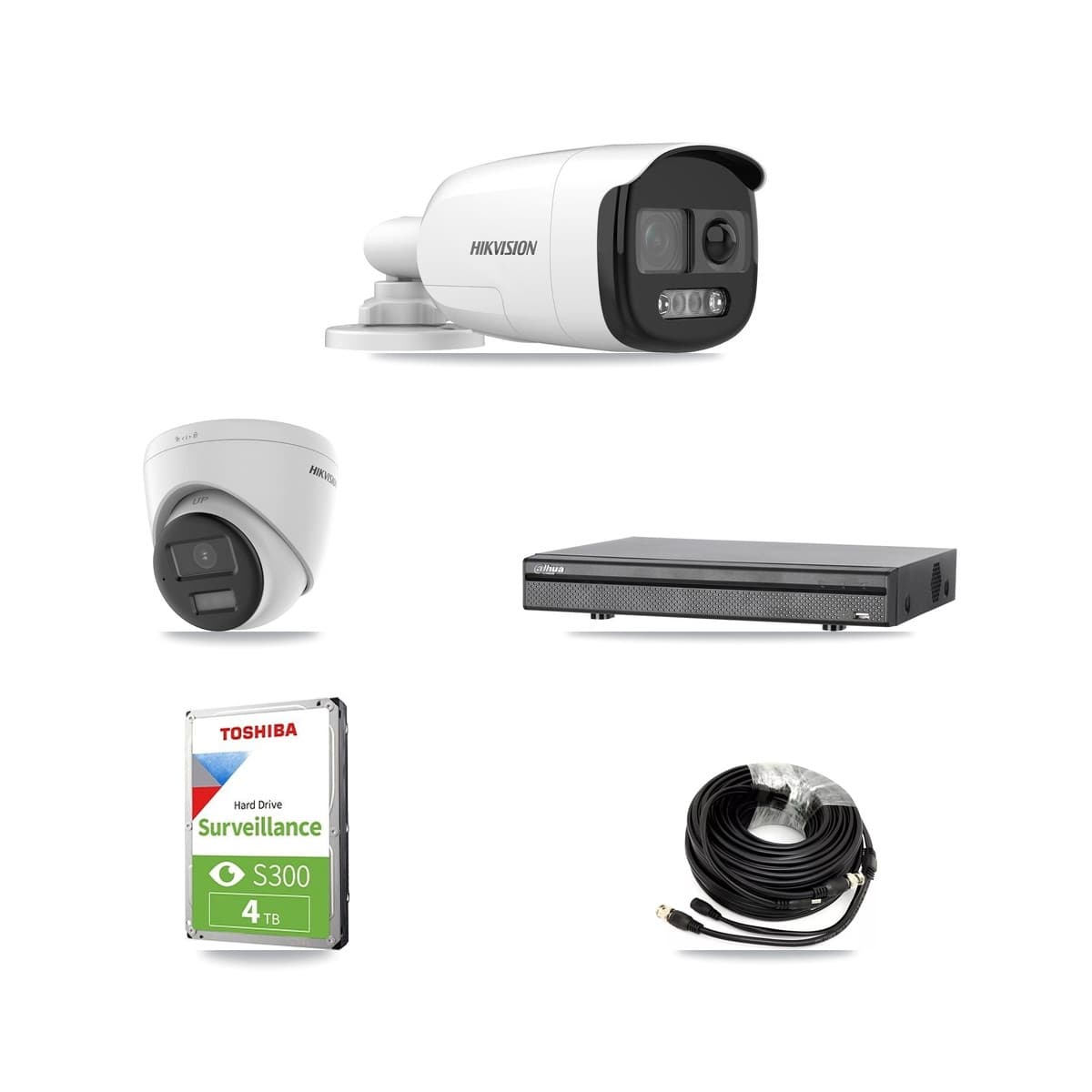 Hikvision & Dahua 8-Channel 5MP – 4K CCTV Kit — 1 5MP Bullet + 1 4K Turret Cameras + 4TB Recording