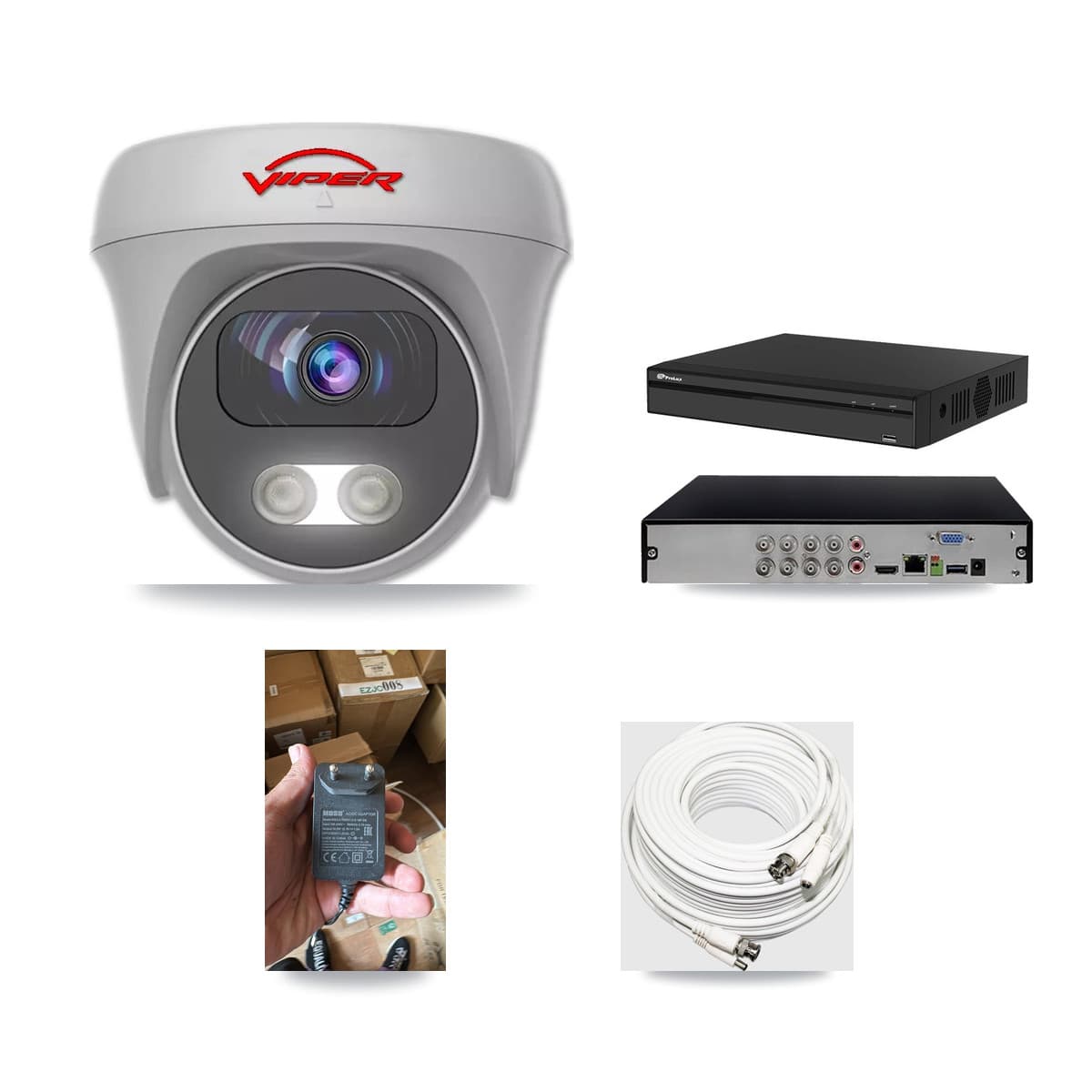 Viper & Prolux 8-Channel 5MP CCTV Kit — 1 White Camera + 3TB Recording (PXD-5108HS Recorder) - Image 1