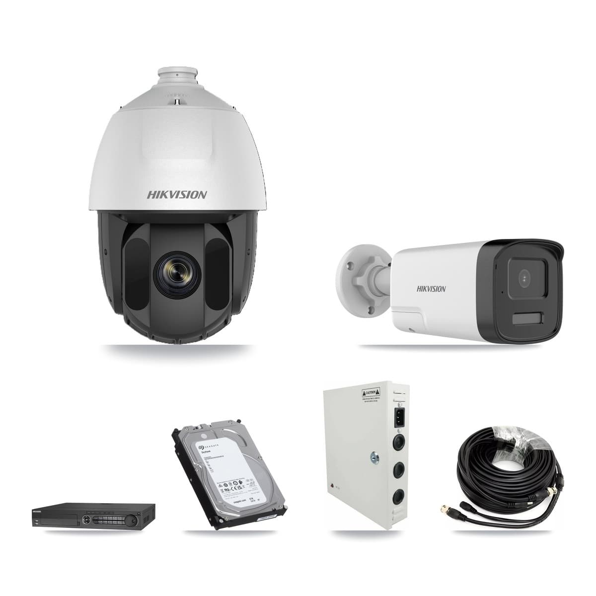 Hikvision 32-Channel 2MP – 5MP CCTV Kit — 14 DS-2AE5225TI 2MP PTZ + 14 DS-2CE17K0T 5MP Bullet Cameras + 2× 6TB Recording - Image 1