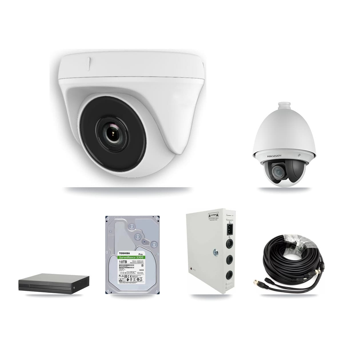 Hikvision 16-Channel 2MP CCTV Kit — 1 PTZ + 13 White Dome Cameras + 10TB Recording (XVR-3116HS Recorder)