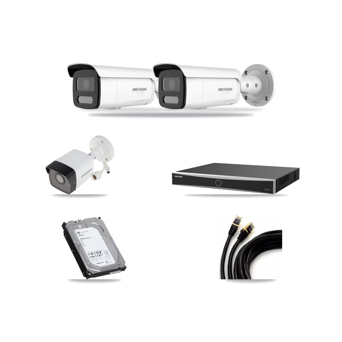 Hikvision 16-Channel 5MP – 4K CCTV Kit — 1 5MP + 2 White 4K Bullet Cameras + 6TB Recording (DS-7616NXI Recorder) - Image 1