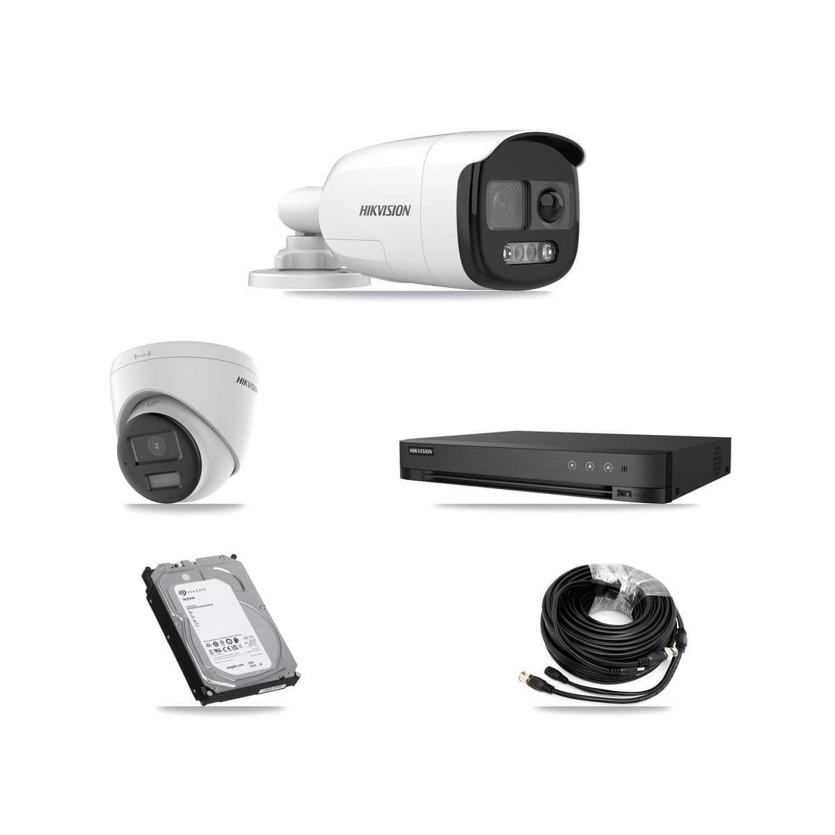 Hikvision 4-Channel 5MP – 4K CCTV Kit — 1 5MP Bullet + 1 4K Turret Cameras + 6TB Recording