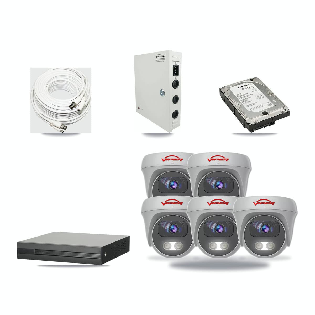 8-channel CCTV kit: 5 cameras (5× 5MP Camera), 5TB hard drive