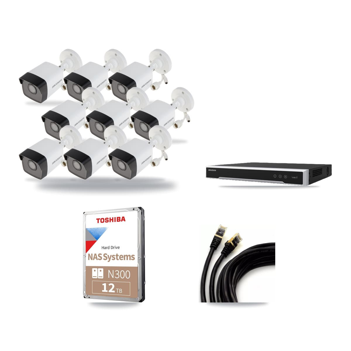 Hikvision 16-Channel 5MP CCTV Kit — 9 Bullet Cameras + 12TB Recording (DS-7616NI-M2 Recorder) - Image 1