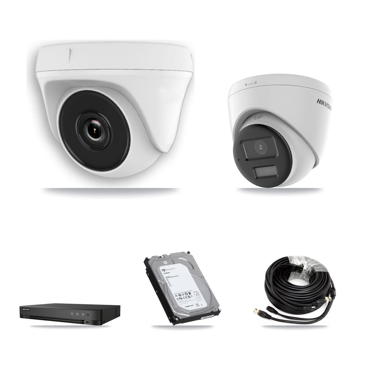 Hikvision 4-Channel 2MP – 4K CCTV Kit — 1 4K Turret + 3 White 2MP Dome Cameras + 6TB Recording - Image 1