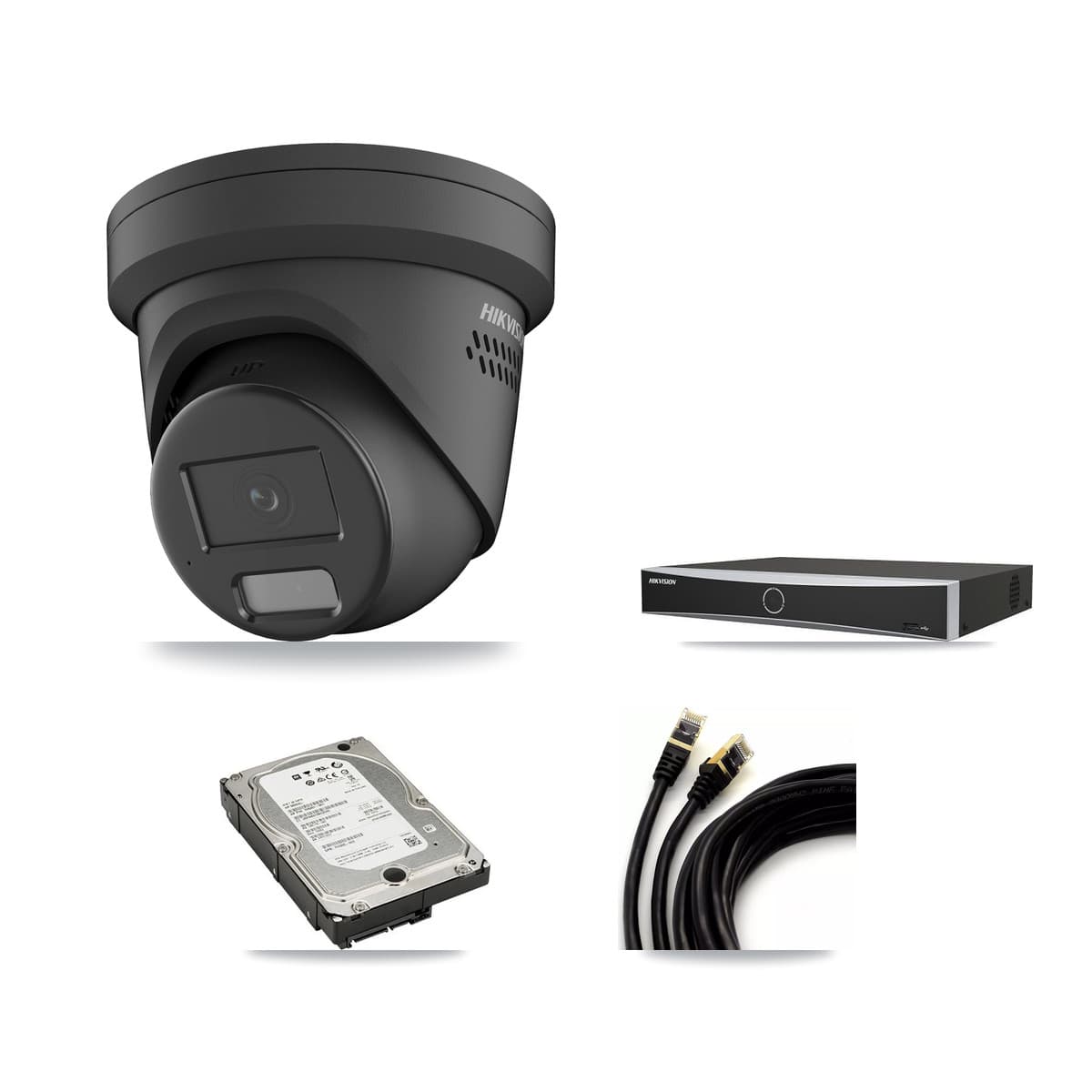 Hikvision 4-Channel 4MP CCTV Kit — 4 Black Turret Cameras + 5TB Recording