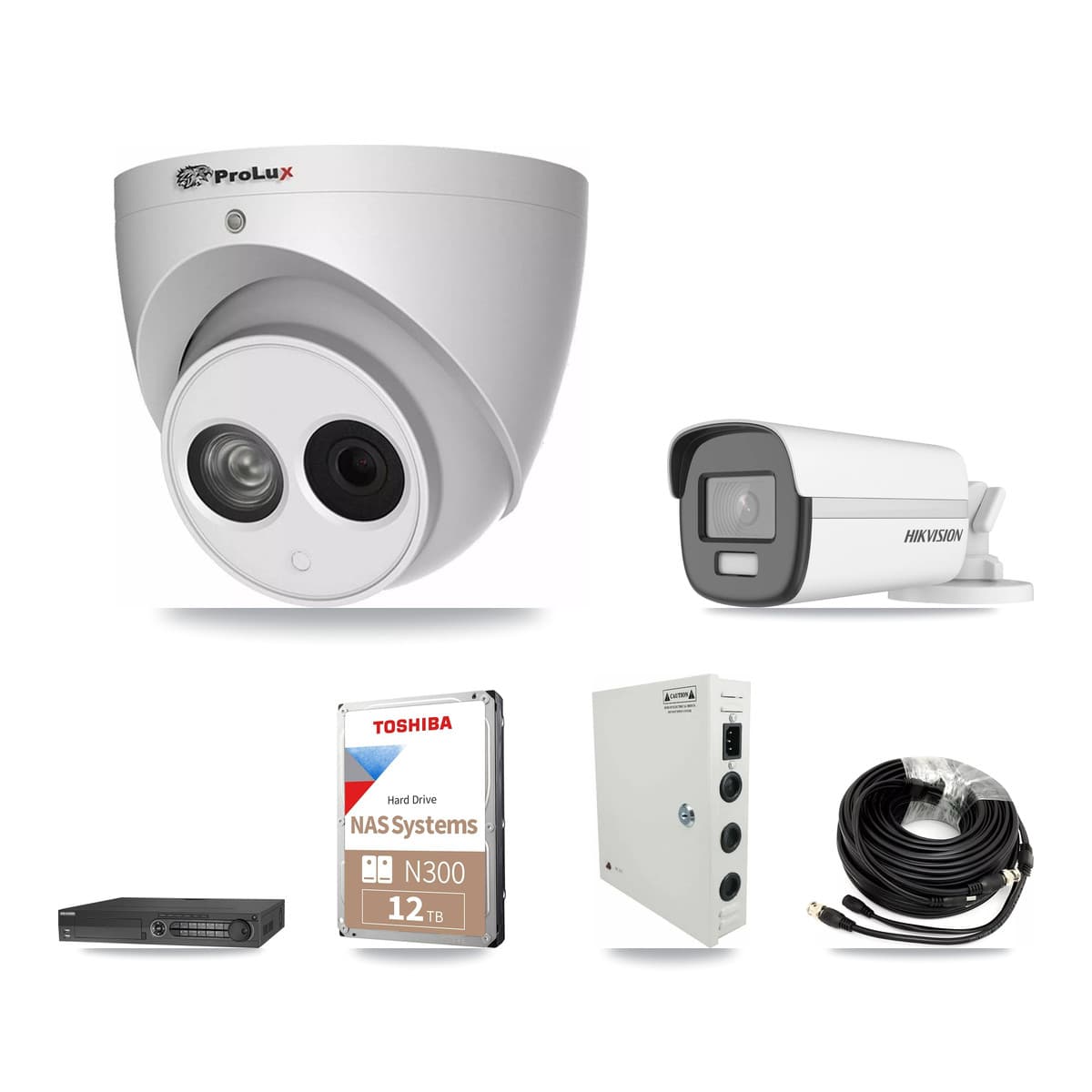 Hikvision & Prolux 32-Channel 4MP – 4K CCTV Kit — 9 4K Bullet + 19 4MP Turret Cameras + 4× 12TB Recording - Image 1